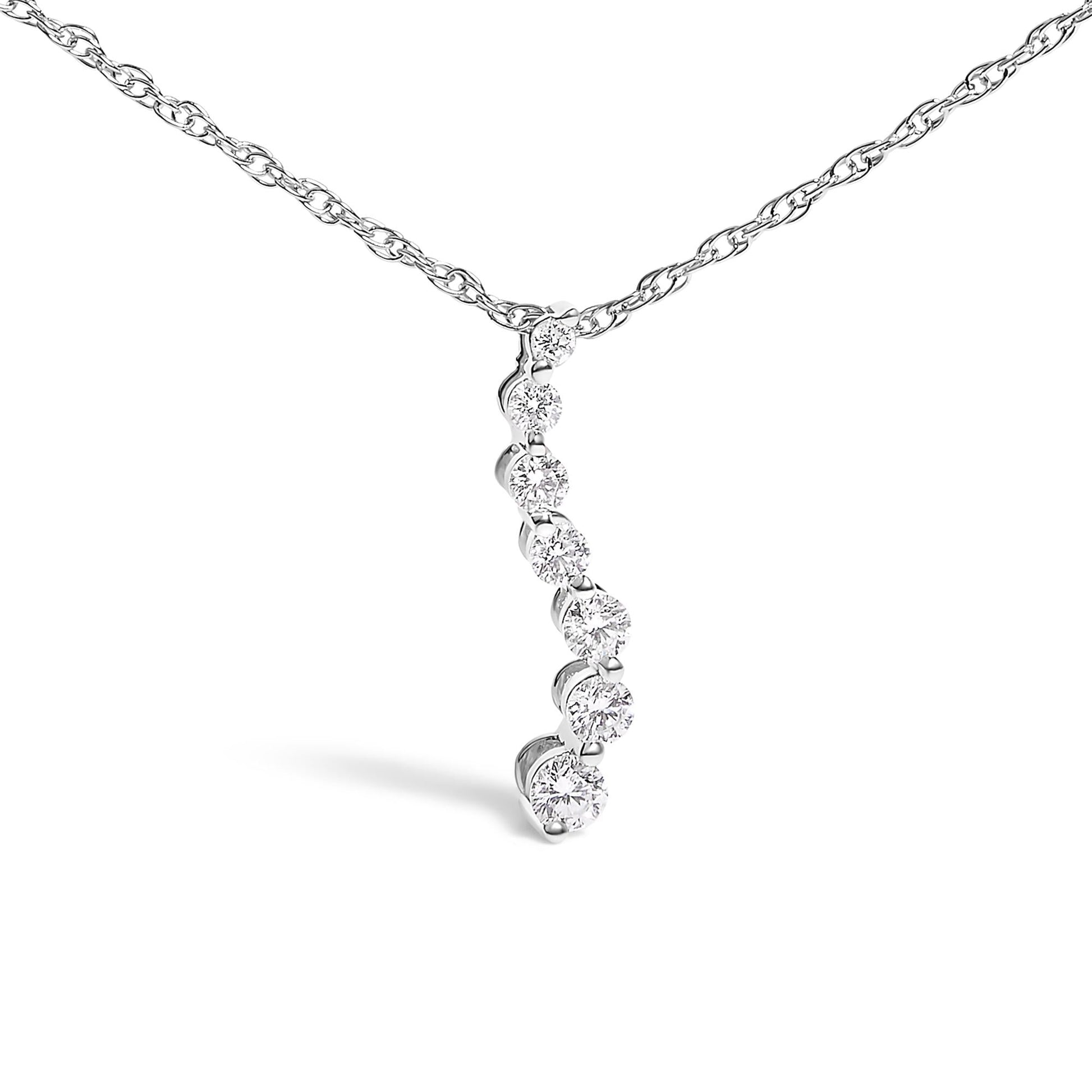 .925 Sterling Silver 1/4 Cttw Lab Grown Diamond Journey Pendant Necklace - 18" Inches-1