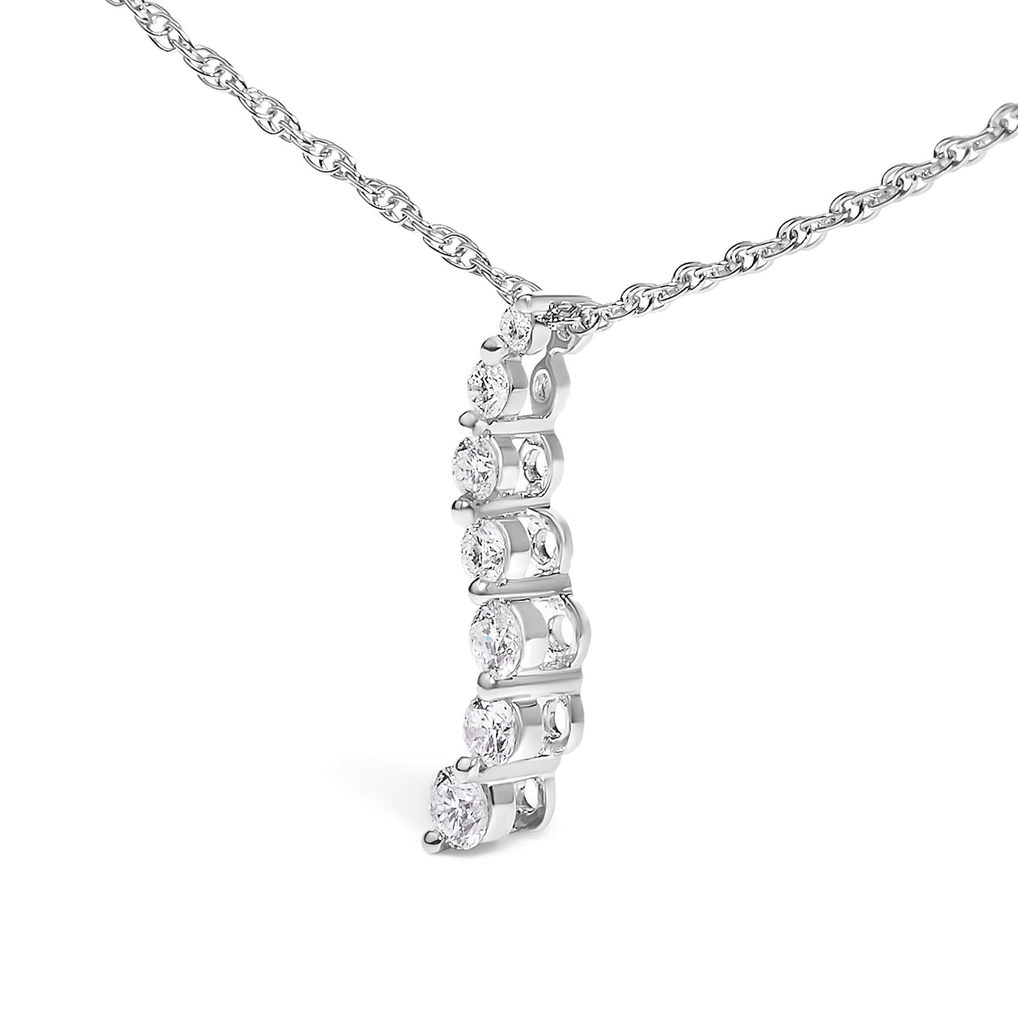 .925 Sterling Silver 1/4 Cttw Lab Grown Diamond Journey Pendant Necklace - 18" Inches-3