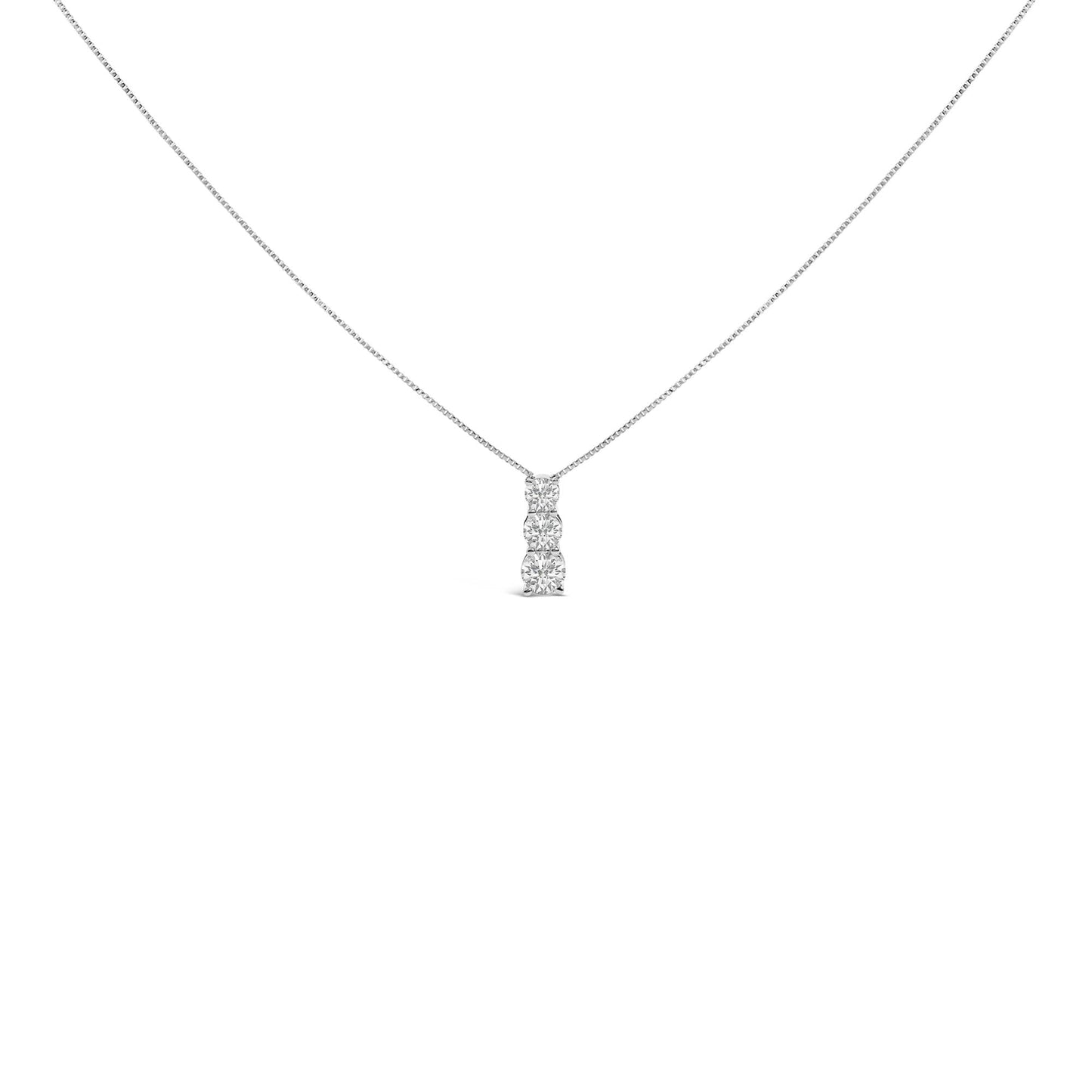 14K Gold 1/2 Cttw Lab Grown Diamond Three Stone Pendant Necklace-1
