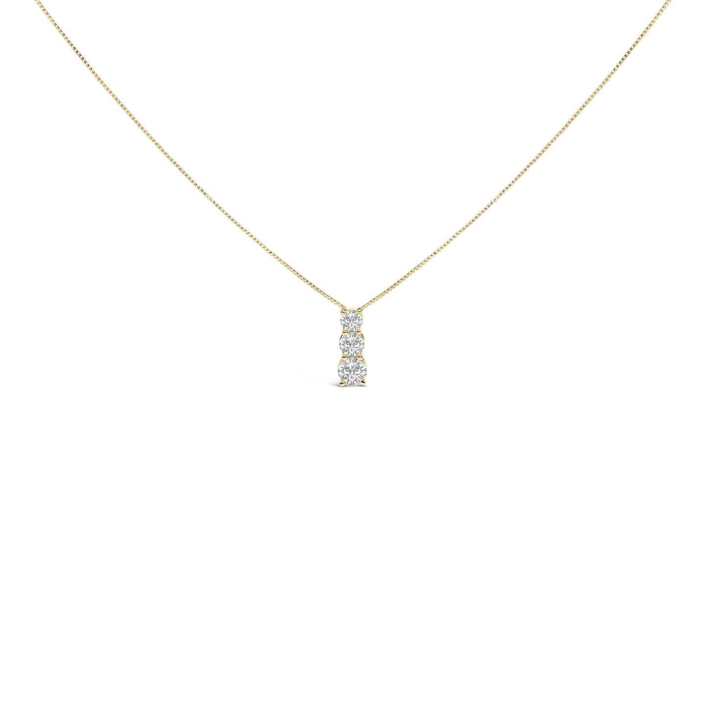 14K Gold 1/2 Cttw Lab Grown Diamond Three Stone Pendant Necklace-0