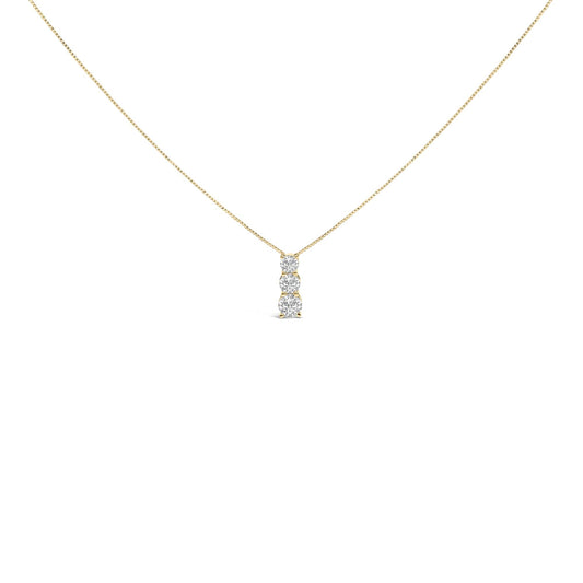 14K Gold 1/2 Cttw Lab Grown Diamond Three Stone Pendant Necklace-0