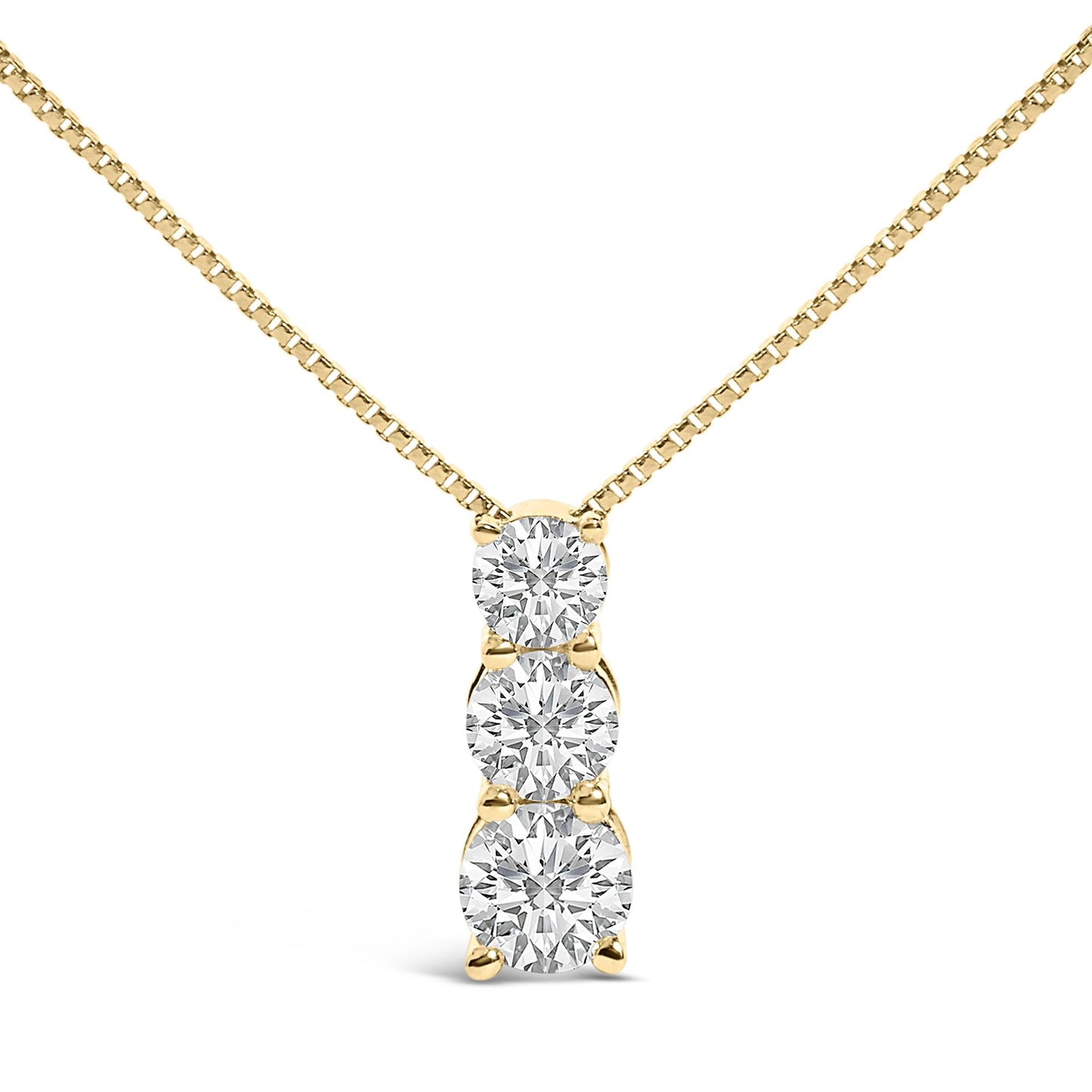 14K Gold 1/2 Cttw Lab Grown Diamond Three Stone Pendant Necklace-2