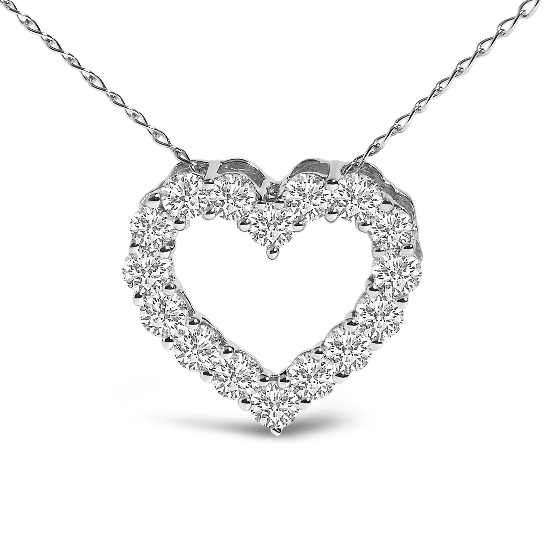 14K Gold 1/2 Carat Lab Grown Diamond Heart Shape Pendant Necklace-3