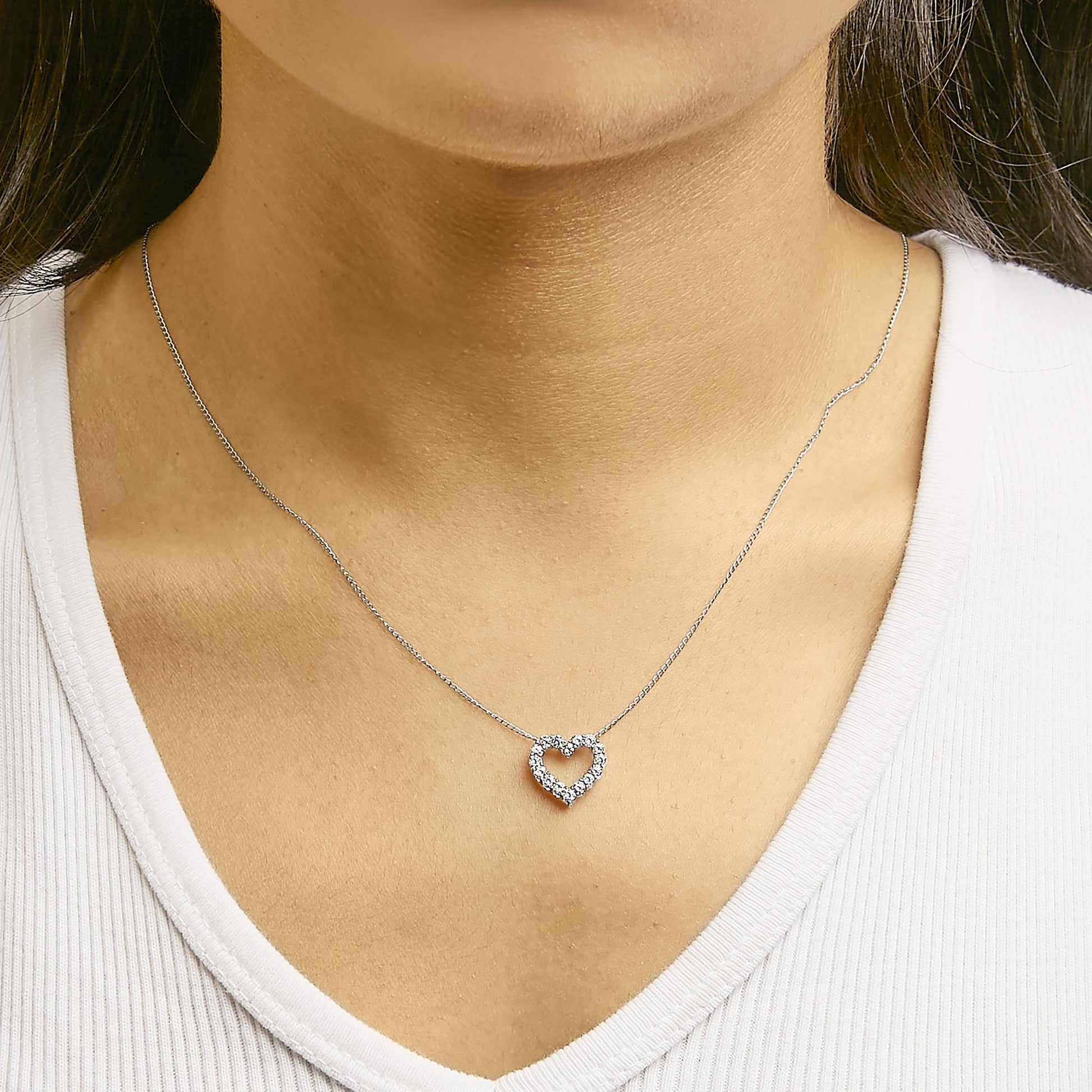 14K Gold 1/2 Carat Lab Grown Diamond Heart Shape Pendant Necklace-4