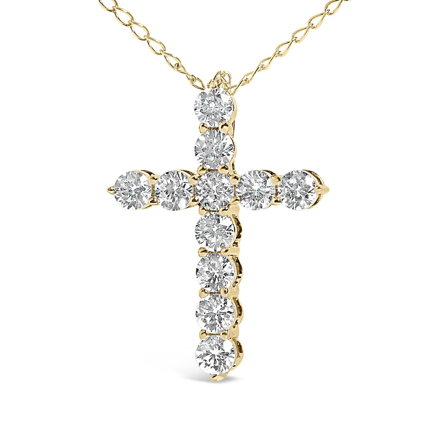 14K Gold 1/2 Cttw Lab Grown Diamond 11 Stone Cross Pendant Necklace-2