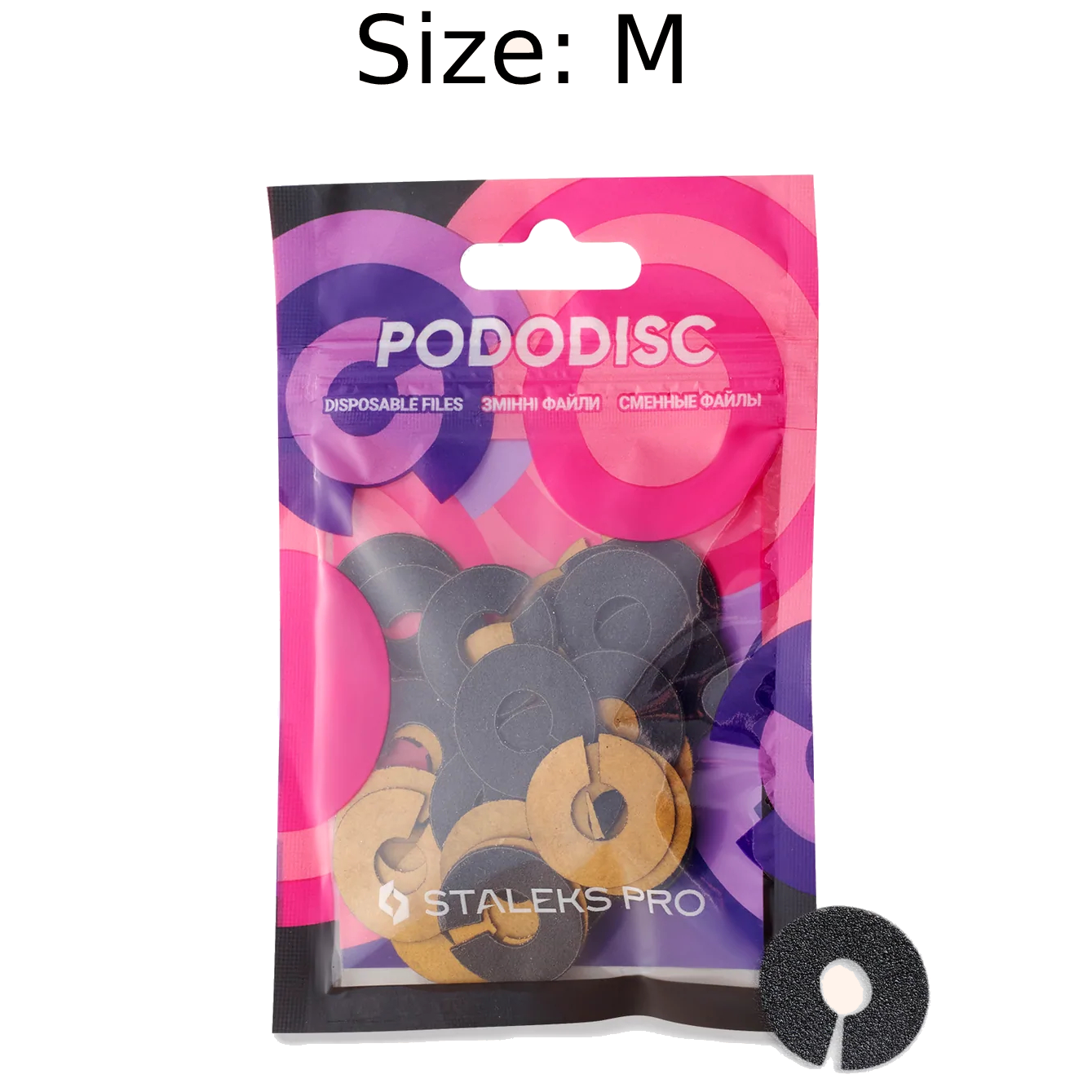 STALEKS PRO EXPERT UMBRELLA PODODISC RINGLIKE DISPOSABLE FILES SIZE M 20 MM DIAMETER REFILL PADS FOR PEDICURE DISC 50 PCS PDFR-20- STALEKS™-0