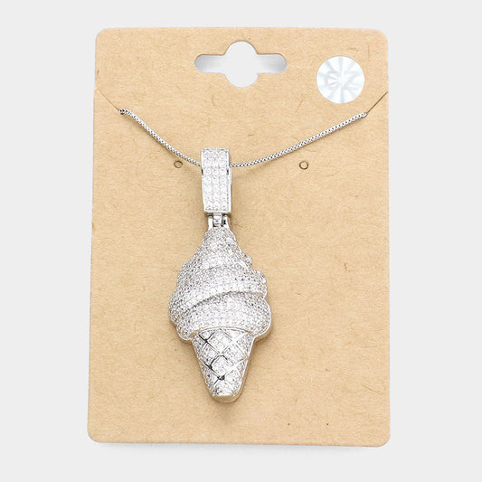 CZ Ice Cream Pendant Necklace
