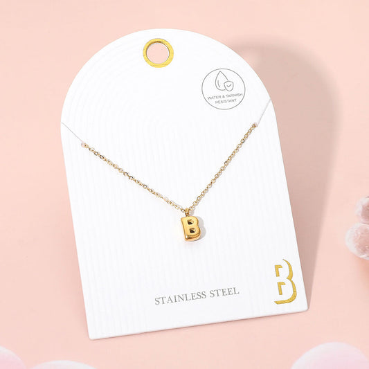 -B- Stainless Steel Monogram Pendant Necklace