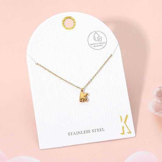 -K- Stainless Steel Monogram Pendant Necklace