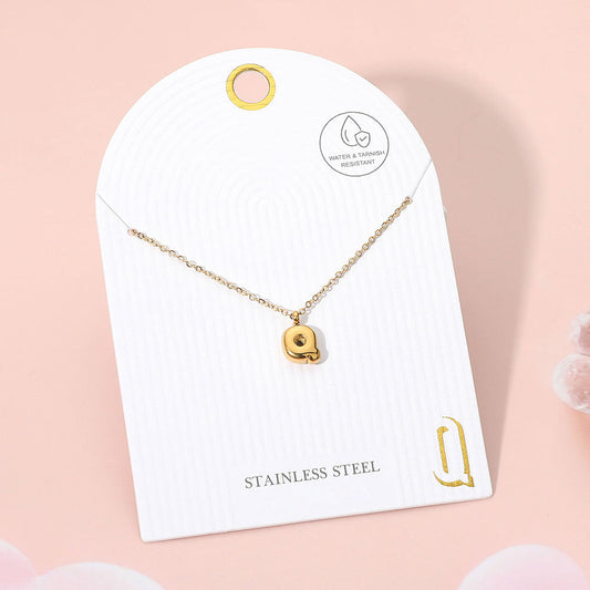 -Q- Stainless Steel Monogram Pendant Necklace