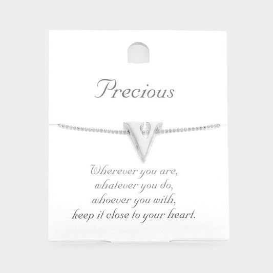 -V- Metal Initial Monogram Pendant Necklace