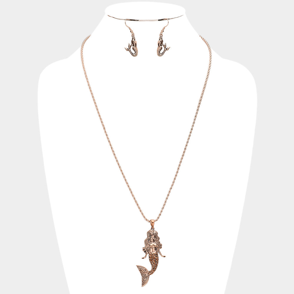 Metal Mermaid Pendant Necklace