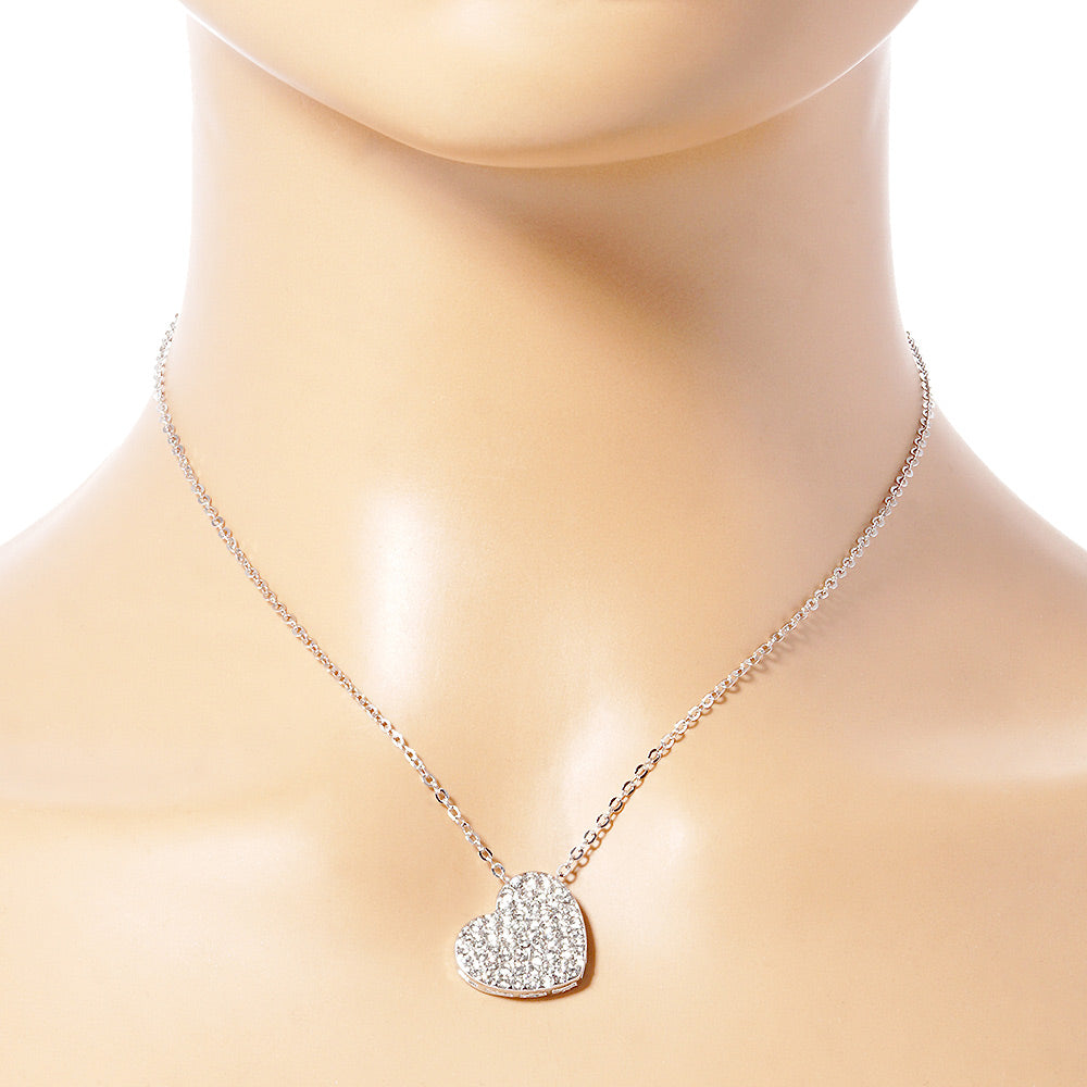 Crystal Paved Heart Pendant Necklace