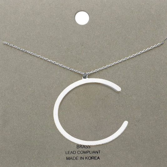 -c- Brass Initial Monogram Metal Pendant Necklace