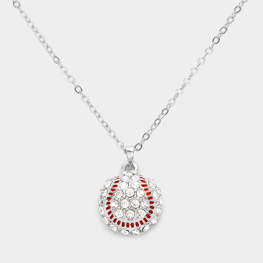 Crystal Baseball Pendant Necklace