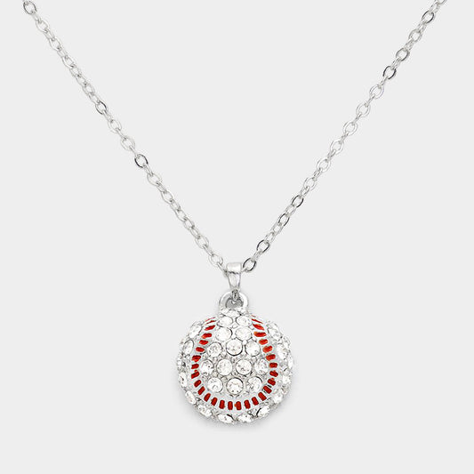 Crystal Baseball Pendant Necklace