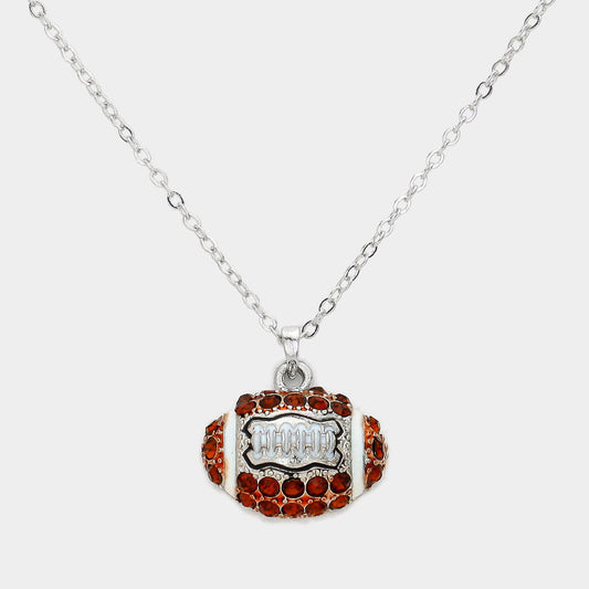 Crystal Football Pendant Necklace