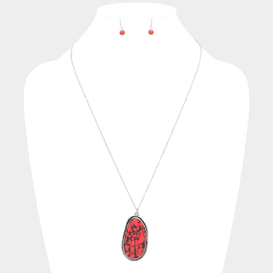 Abstract Natural Stone Pendant Necklace