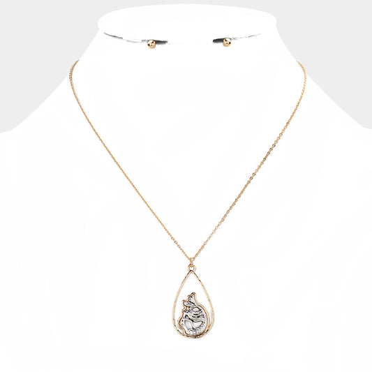 Antique Metal Mermaid Pendant Necklace