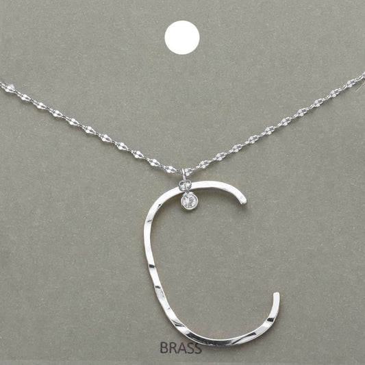 -C- Initial Monogram Brass Metal Pendant Necklace