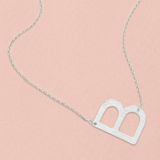 -B- White Gold Dipped Initial Monogram Pendant Necklace