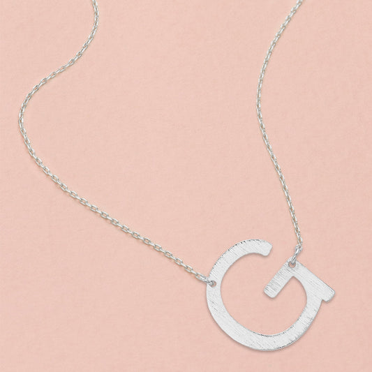 G- White Gold Dipped Initial Monogram Pendant Necklace