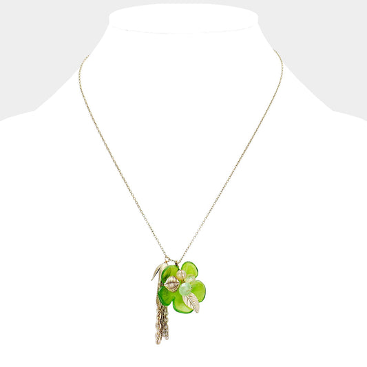 Bloom Flower Pendant Tassel Drop Necklace