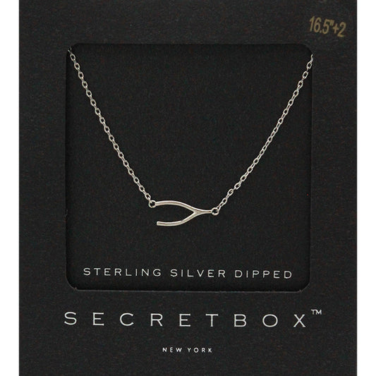 SECRET BOX_Sterling Silver Dipped Wishbone Pendant Necklace