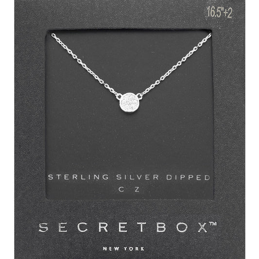 Sterling Silver CZ Pave Mini Pendant Necklace