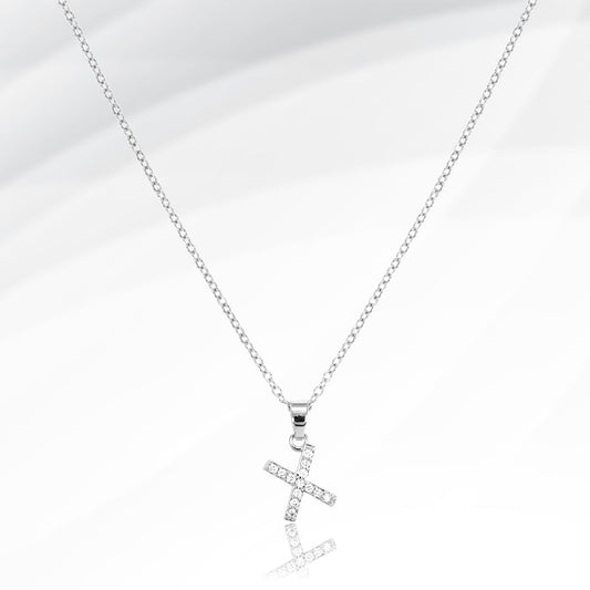-X- Stainless Steel CZ Stone Paved Initial Monogram Pendant Necklace