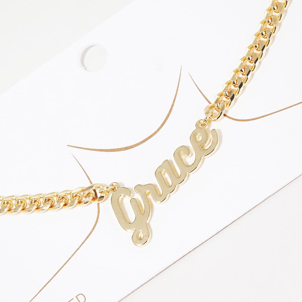 Grace Message Pendant Gold Dipped Metal Necklace
