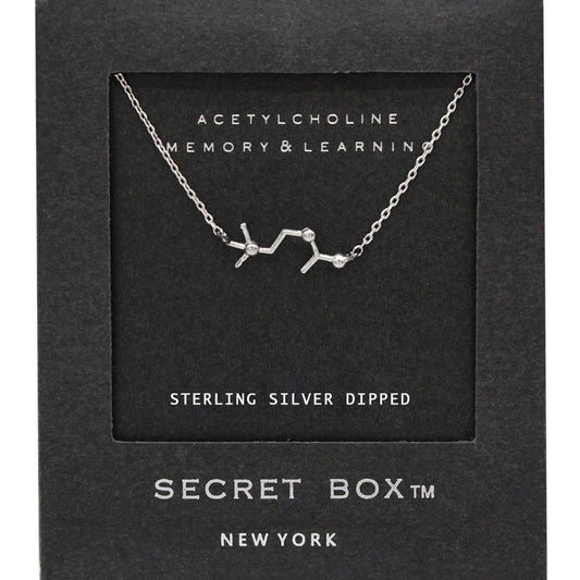 SECRET BOX_Sterling Silver Dipped Acetylcholine Hormone Molecule Necklace