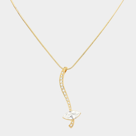 Marquise Crystal Pointed Abstract Bar Pendant Necklace