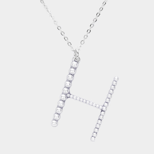 H - Pearl Statement Initial Monogram Pendant Necklace