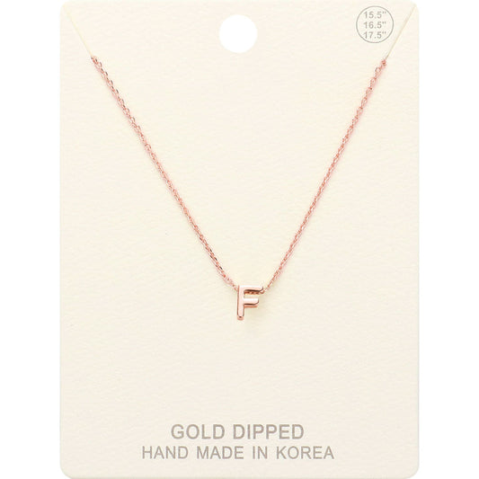 -F- Gold Dipped Initial Monogram Metal Pendant Necklace