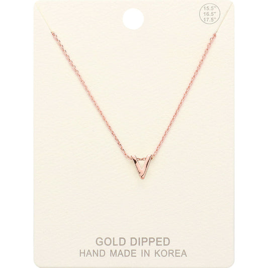 -V- Gold Dipped Initial Monogram Metal Pendant Necklace
