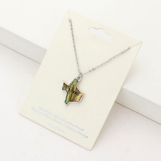 Texas State Map Abalone Pendant Necklace