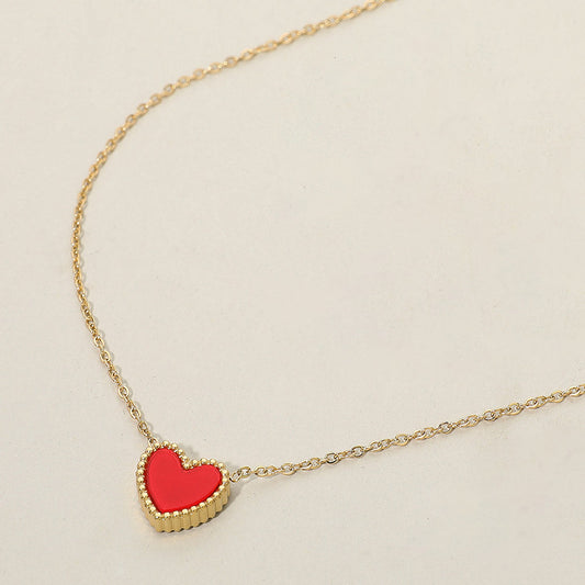 Stainless Steel Double Face Heart Pendant Necklace