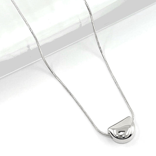 Stainless Steel Mini Half Moon Pendant Necklace