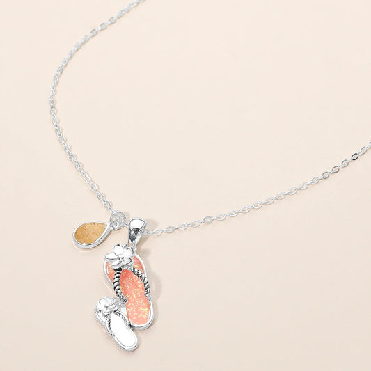 Teardrop Flip Flop Charm Pendant Necklace