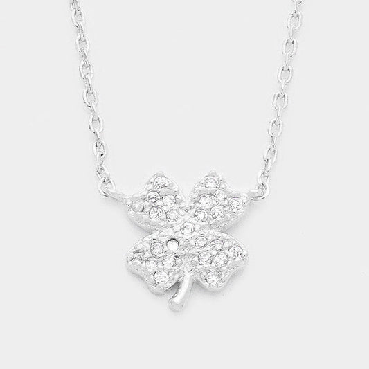 Cubic Zirconia Clover Pendant Necklace