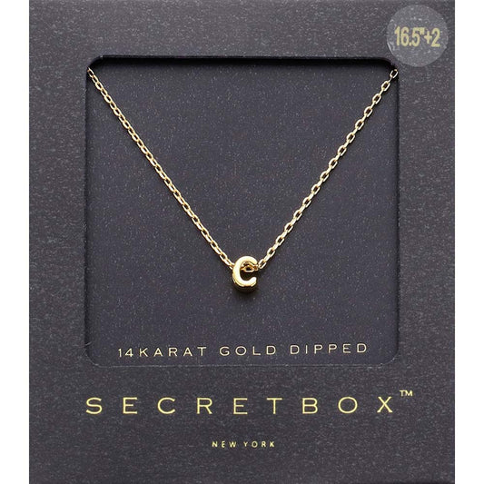 -C- SECRET BOX_14K Gold Dipped Initial Monogram Pendant Necklace
