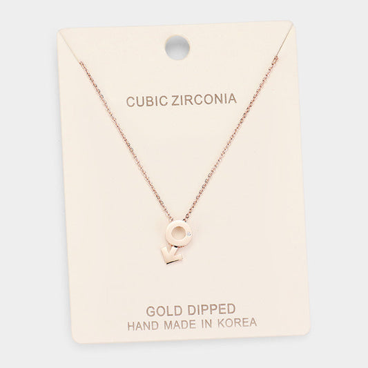 Gold Dipped Cubic Zirconia Female Astrological Sign Pendant Necklace
