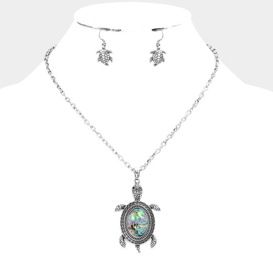 Abalone Turtle Pendant Necklace