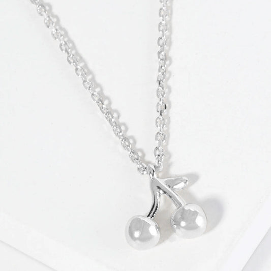 White Gold Dipped Cherry Pendant Necklace
