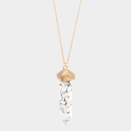 Semi Precious Stone Pendant Long Necklace