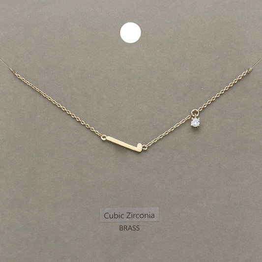 L Brass Metal Cubic Zirconia Initial Monogram Pendant Necklace