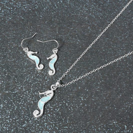 Sea Glass Seahorse Pendant Necklace