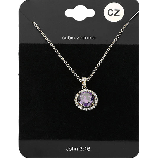 CZ Round Pendant Necklace