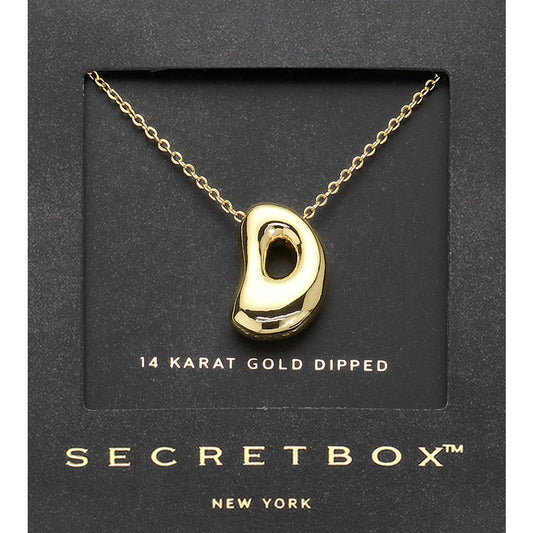 SECRET BOX_ -D- 14K Gold Dipped Bubble Initial Monogram Pendant Necklace